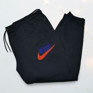 Nike Club Fleece Men's Joggers Chenille Patch Logo Size 3XL Black/Orange/Blue